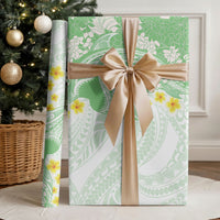 Green Hawaii Shark Tattoo Wrapping Paper Puakenikeni Lei Plumeria Polynesian Pattern