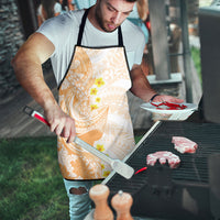 Orange Hawaii Shark Tattoo Apron Puakenikeni Lei Plumeria Polynesian Pattern