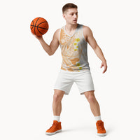 Orange Hawaii Shark Tattoo Basketball Jersey Puakenikeni Lei Plumeria Polynesian Pattern