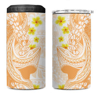 Orange Hawaii Shark Tattoo 4 in 1 Can Cooler Tumbler Puakenikeni Lei Plumeria Polynesian Pattern LT14 One Size: 16 oz Orange - Polynesian Pride