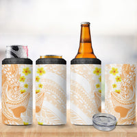 Orange Hawaii Shark Tattoo 4 in 1 Can Cooler Tumbler Puakenikeni Lei Plumeria Polynesian Pattern LT14 - Polynesian Pride