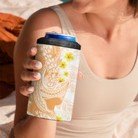Orange Hawaii Shark Tattoo 4 in 1 Can Cooler Tumbler Puakenikeni Lei Plumeria Polynesian Pattern LT14 - Polynesian Pride
