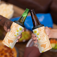 Orange Hawaii Shark Tattoo 4 in 1 Can Cooler Tumbler Puakenikeni Lei Plumeria Polynesian Pattern LT14 - Polynesian Pride