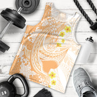 Orange Hawaii Shark Tattoo Men Tank Top Puakenikeni Lei Plumeria Polynesian Pattern