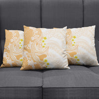 Orange Hawaii Shark Tattoo Pillow Cover Puakenikeni Lei Plumeria Polynesian Pattern