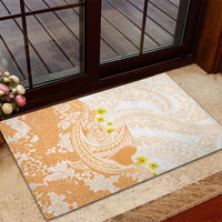 Orange Hawaii Shark Tattoo Rubber Doormat Puakenikeni Lei Plumeria Polynesian Pattern