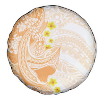 Orange Hawaii Shark Tattoo Spare Tire Cover Puakenikeni Lei Plumeria Polynesian Pattern