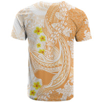 Orange Hawaii Shark Tattoo T Shirt Puakenikeni Lei Plumeria Polynesian Pattern