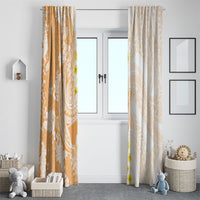 Orange Hawaii Shark Tattoo Window Curtain Puakenikeni Lei Plumeria Polynesian Pattern
