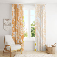 Orange Hawaii Shark Tattoo Window Curtain Puakenikeni Lei Plumeria Polynesian Pattern