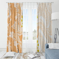 Orange Hawaii Shark Tattoo Window Curtain Puakenikeni Lei Plumeria Polynesian Pattern