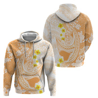 Orange Hawaii Shark Tattoo Zip Hoodie Puakenikeni Lei Plumeria Polynesian Pattern