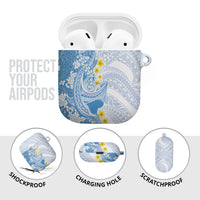 Blue Hawaii Shark Tattoo AirPods Case Puakenikeni Lei Plumeria Polynesian Pattern