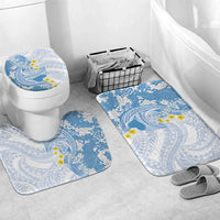 Blue Hawaii Shark Tattoo Bathroom Set Puakenikeni Lei Plumeria Polynesian Pattern