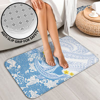 Blue Hawaii Shark Tattoo Bathroom Set Puakenikeni Lei Plumeria Polynesian Pattern