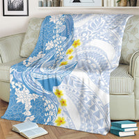 Blue Hawaii Shark Tattoo Blanket Puakenikeni Lei Plumeria Polynesian Pattern