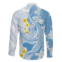 Blue Hawaii Shark Tattoo Family Matching Mermaid Dress and Hawaiian Shirt Puakenikeni Lei Plumeria Polynesian Pattern LT14 - Polynesian Pride