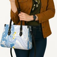 Blue Hawaii Shark Tattoo Leather Bag Puakenikeni Lei Plumeria Polynesian Pattern