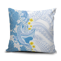 Blue Hawaii Shark Tattoo Pillow Cover Puakenikeni Lei Plumeria Polynesian Pattern