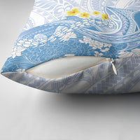 Blue Hawaii Shark Tattoo Pillow Cover Puakenikeni Lei Plumeria Polynesian Pattern