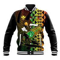 Personalised Paddle Board Hawaii Baseball Jacket Molokai 2 Oahu World Championships Kakau Pattern LT14 Unisex Black - Polynesian Pride