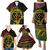 Reggae Kosrae Liberation Day Family Matching Puletasi and Hawaiian Shirt September 8 Polynesian Tattoo - undefined