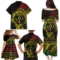 Reggae Kosrae Liberation Day Family Matching Puletasi and Hawaiian Shirt September 8 Polynesian Tattoo - undefined