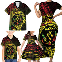 Reggae Kosrae Liberation Day Family Matching Short Sleeve Bodycon Dress and Hawaiian Shirt September 8 Polynesian Tattoo LT14 - Polynesian Pride