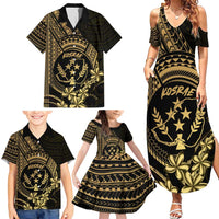 Gold Kosrae Liberation Day Family Matching Summer Maxi Dress and Hawaiian Shirt September 8 Polynesian Tattoo LT14 - Polynesian Pride