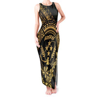 Gold Kosrae Liberation Day Tank Maxi Dress September 8 Polynesian Tattoo LT14 Women Gold - Polynesian Pride