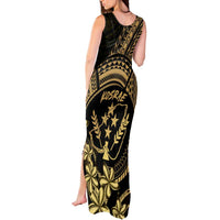 Gold Kosrae Liberation Day Tank Maxi Dress September 8 Polynesian Tattoo LT14 - Polynesian Pride