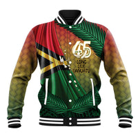 Personalised Long Live Vanuatu Independence Day Baseball Jacket 46th Anniversary Woven Pattern LT14 Unisex Reggae - Polynesian Pride