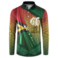 Personalised Long Live Vanuatu Independence Day Button Sweatshirt 46th Anniversary Woven Pattern LT14 Reggae - Polynesian Pride