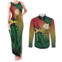 Personalised Long Live Vanuatu Independence Day Couples Matching Tank Maxi Dress and Long Sleeve Button Shirt 46th Anniversary Woven Pattern LT14 Reggae - Polynesian Pride