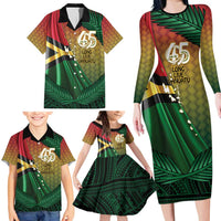 Personalised Long Live Vanuatu Independence Day Family Matching Long Sleeve Bodycon Dress and Hawaiian Shirt 46th Anniversary Woven Pattern LT14 - Polynesian Pride
