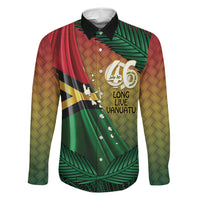 Personalised Long Live Vanuatu Independence Day Family Matching Long Sleeve Bodycon Dress and Hawaiian Shirt 46th Anniversary Woven Pattern LT14 Dad's Shirt - Long Sleeve Reggae - Polynesian Pride