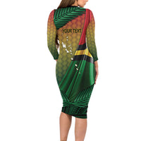 Personalised Long Live Vanuatu Independence Day Family Matching Long Sleeve Bodycon Dress and Hawaiian Shirt 46th Anniversary Woven Pattern LT14 - Polynesian Pride