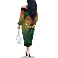 Personalised Long Live Vanuatu Independence Day Family Matching Off The Shoulder Long Sleeve Dress and Hawaiian Shirt 46th Anniversary Woven Pattern LT14 - Polynesian Pride