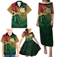 Personalised Long Live Vanuatu Independence Day Family Matching Puletasi and Hawaiian Shirt 46th Anniversary Woven Pattern LT14 - Polynesian Pride