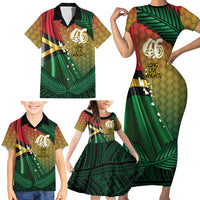 Personalised Long Live Vanuatu Independence Day Family Matching Short Sleeve Bodycon Dress and Hawaiian Shirt 46th Anniversary Woven Pattern LT14 - Polynesian Pride