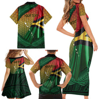 Personalised Long Live Vanuatu Independence Day Family Matching Short Sleeve Bodycon Dress and Hawaiian Shirt 46th Anniversary Woven Pattern LT14 - Polynesian Pride