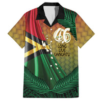 Personalised Long Live Vanuatu Independence Day Family Matching Short Sleeve Bodycon Dress and Hawaiian Shirt 46th Anniversary Woven Pattern LT14 Dad's Shirt - Short Sleeve Reggae - Polynesian Pride