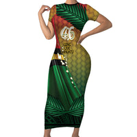 Personalised Long Live Vanuatu Independence Day Family Matching Short Sleeve Bodycon Dress and Hawaiian Shirt 46th Anniversary Woven Pattern LT14 Mom's Dress Reggae - Polynesian Pride