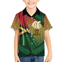 Personalised Long Live Vanuatu Independence Day Family Matching Short Sleeve Bodycon Dress and Hawaiian Shirt 46th Anniversary Woven Pattern LT14 Son's Shirt Reggae - Polynesian Pride