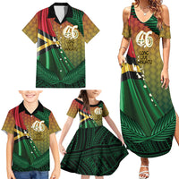 Personalised Long Live Vanuatu Independence Day Family Matching Summer Maxi Dress and Hawaiian Shirt 45th Anniversary Woven Pattern - Polynesian Pride