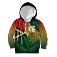 Personalised Long Live Vanuatu Independence Day Kid Hoodie 45th Anniversary Woven Pattern - Polynesian Pride