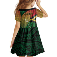 Personalised Long Live Vanuatu Independence Day Kid Short Sleeve Dress 46th Anniversary Woven Pattern LT14 - Polynesian Pride
