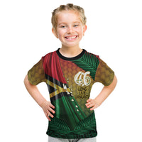 Personalised Long Live Vanuatu Independence Day Kid T Shirt 46th Anniversary Woven Pattern LT14 Reggae - Polynesian Pride