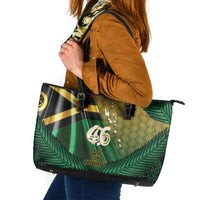 Long Live Vanuatu Independence Day Leather Tote Bag 46th Anniversary Woven Pattern LT14 Reggae - Polynesian Pride