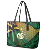 Long Live Vanuatu Independence Day Leather Tote Bag 46th Anniversary Woven Pattern LT14 - Polynesian Pride